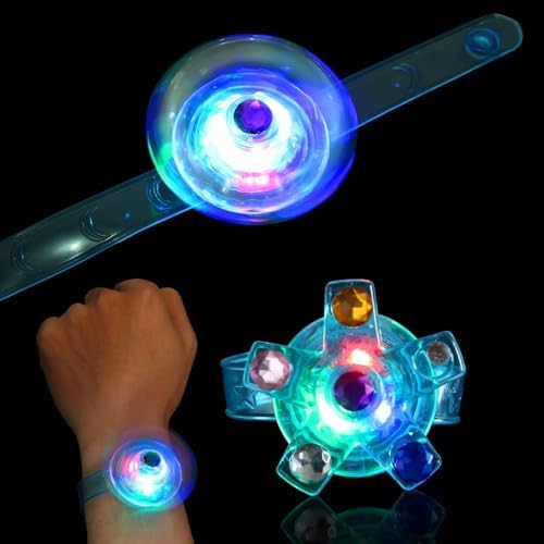 WELLVO 48 Pack LED Light Up Fidget Spinner Bracelets for Kids