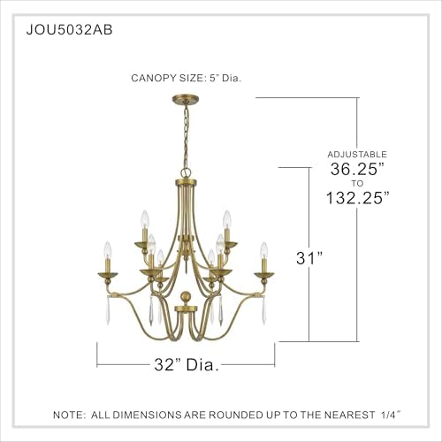 Quoizel Joules 32 Inch Wide 9 Light Chandelier