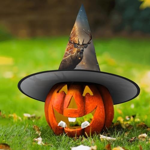 Witch Hats Halloween Costume Cone Wizard Hat with Deer Design