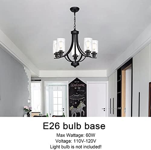 MELUCEE 5 Lights Black Farmhouse Chandelier