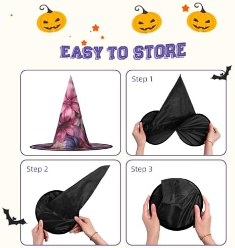 Witch Hat Halloween Purple and Flowers Costume Hat