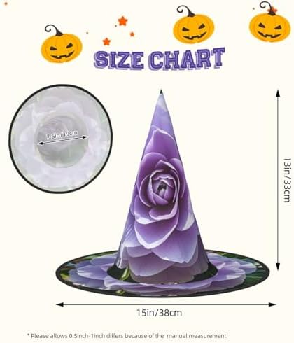 Purple Camellia Witch Hat Halloween Costume