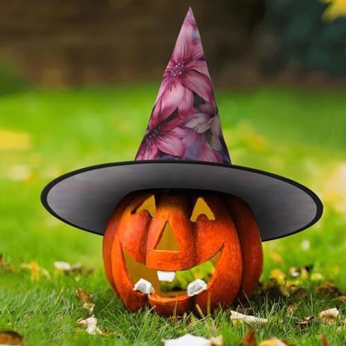 Witch Hat Halloween Purple and Flowers Costume Hat