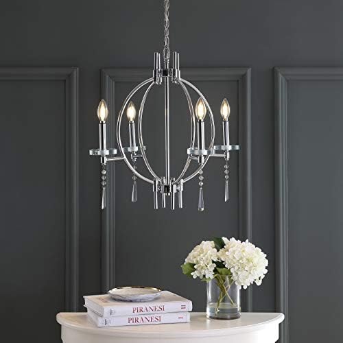 23 Inch Chrome Metal LED Chandelier with Crystal Bulbs