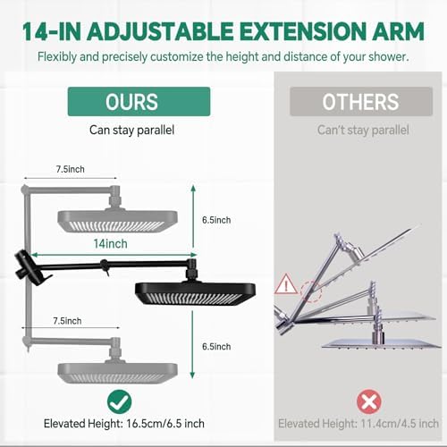 13 Inch Rain Shower Head with Handheld Spray Combo - Matte Black