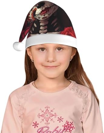 Augenstern Christmas Hat Women Sugar Skull Rose Santa Hat Unisex