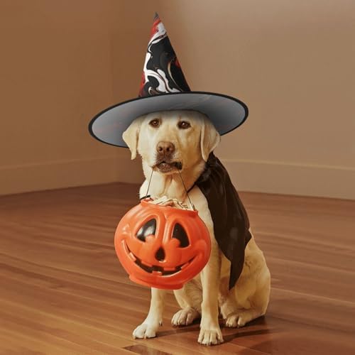Witch Hats Halloween Cone Wizard Hat Black Red Marble Design