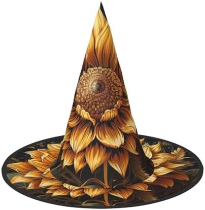 Sunflower Witch Halloween Cone Hat Costume