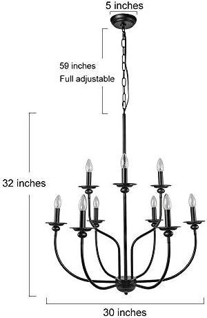 LALUZ Black 2-Tier 9-Candle Chandelier