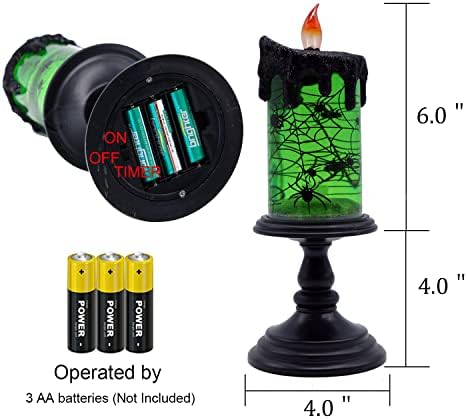 Eldnacele Halloween Snow Globe Candle Lamp with Timer and Glittering Tornado