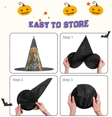 Cute Leopard Witch Halloween Cone Hat Costume