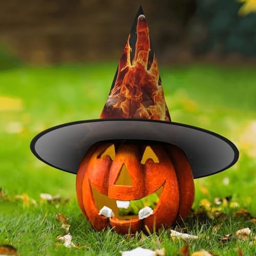 Fire Flame Witch Halloween Costume Hat for Adults