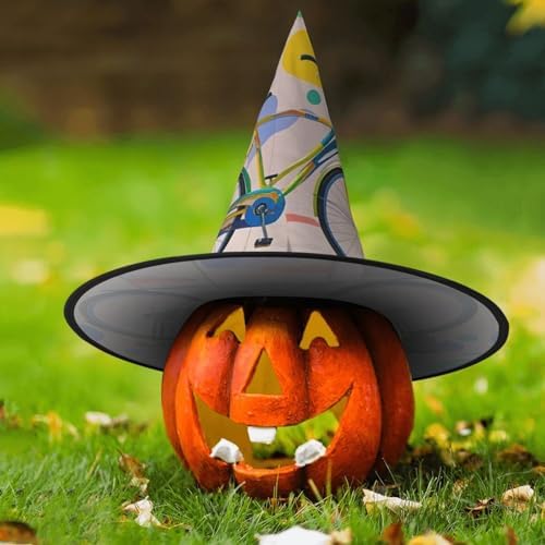 Colorful Bicycle Witch Hat Halloween Costume Headwear