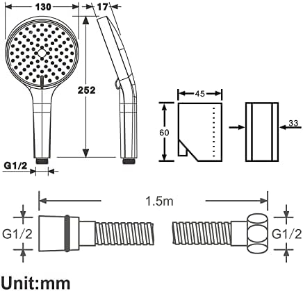 Uwer Eb Fm Handheld Shower Head Set 3 Settings