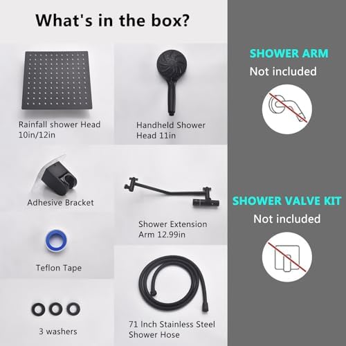 GXCROR All Metal Shower Head Combo with 1299 Extension Arm and 71 Hose
