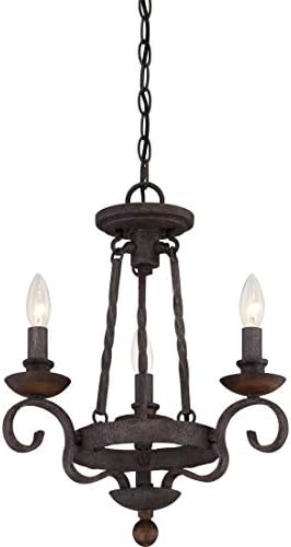 Quoizel Noble Candle Chandelier 3 Light Rustic Black