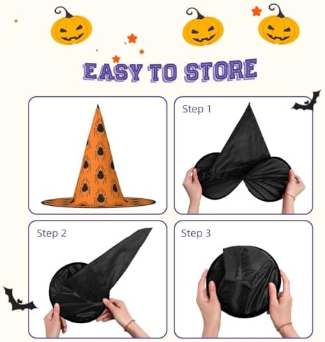 Witch Hats Halloween Cone Wizard Hat Black Spider Pattern Costume