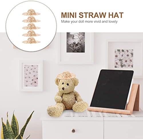 LOGOFUN 10 Pcs Mini Straw Hats for DIY Craft