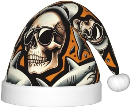 Augenstern Christmas Hat Hipster Cool Shark Skull Santa Hat Unisex