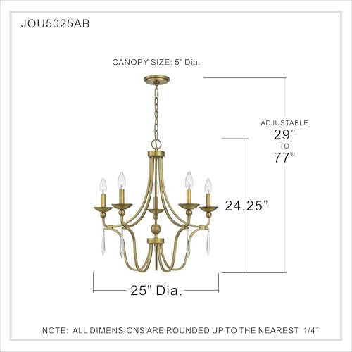 Quoizel Joules 5-Light Aged Brass Chandelier 1