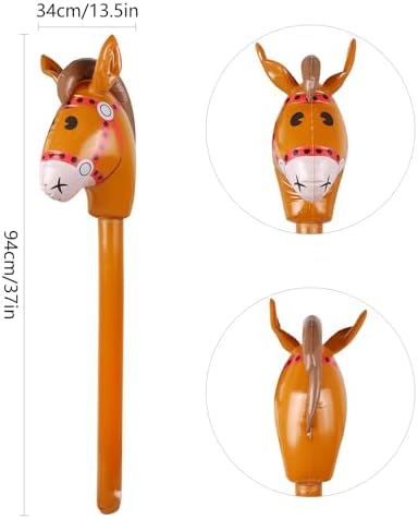 EVERMARKET Inflatable Stick Horse 37 Inch Brown Large