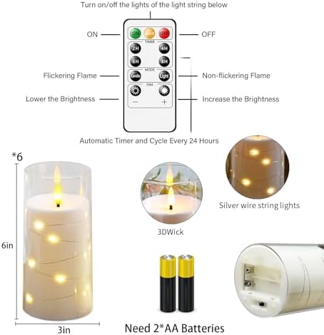 Hinabichan Flameless Candles with Remote Timer 6pcs