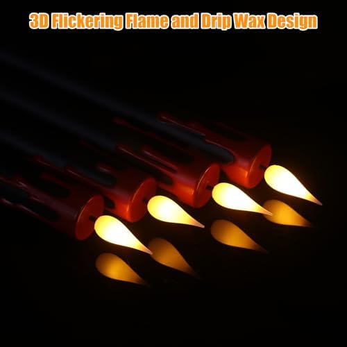 GenSwin Halloween Black Taper Flameless Candles with Remote Timer