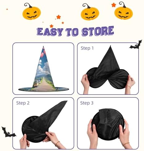 Witch Hats Halloween Cone Wizard Hat with Hearts in the Sky Costume