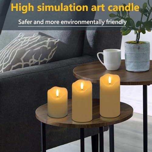 VIEWELLD Realistic Flameless Candles with Remote and Timer Set of 3