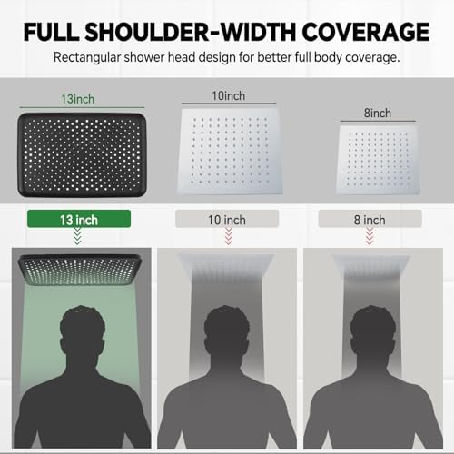 13 Inch Rain Shower Head with Handheld Spray Combo - Matte Black