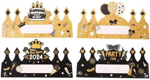LUOZZY 4pcs 2024 New Year Party Hats Crown Headwear