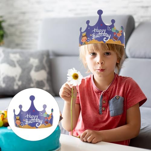 LOGOFUN 100pcs Paper Crown Hats for Kids Birthday Parties