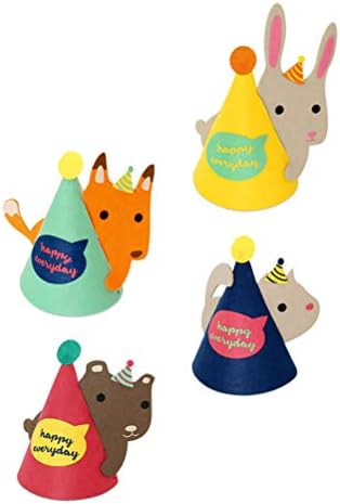 ABOOFAN 4pcs Party Hat Animal Theme Birthday Cap