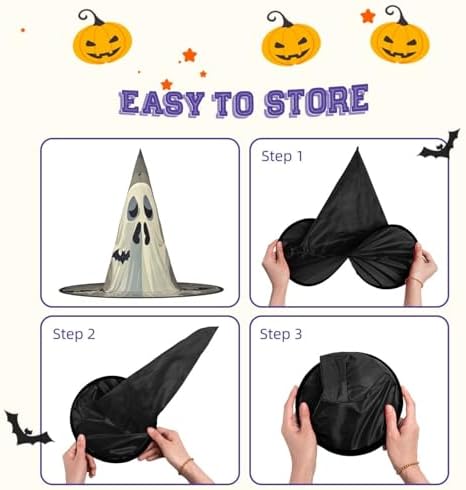 Witch Hats Halloween Cone Wizard Hat Ghost Bat Pattern