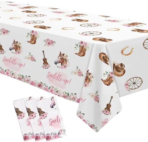 Western Party Tablecloth - 3 Pack 54x108 Inches Cowgirl Decorations