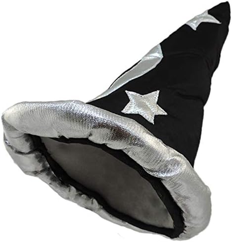 Novelty Giant Black and Silver Pointed Wizard Hat