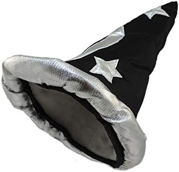 Novelty Giant Black and Silver Pointed Wizard Hat