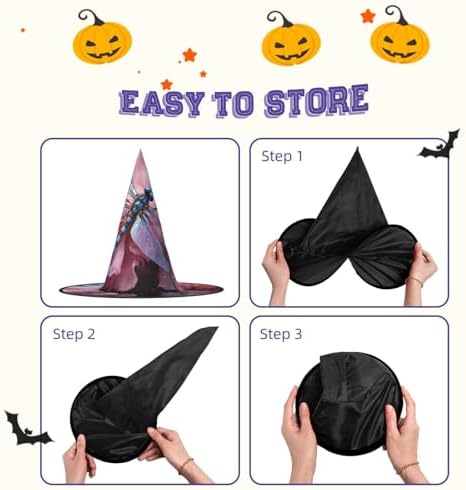 Witch Hats Halloween Cone Wizard Hat Flower and Blue Dragonfly Costume