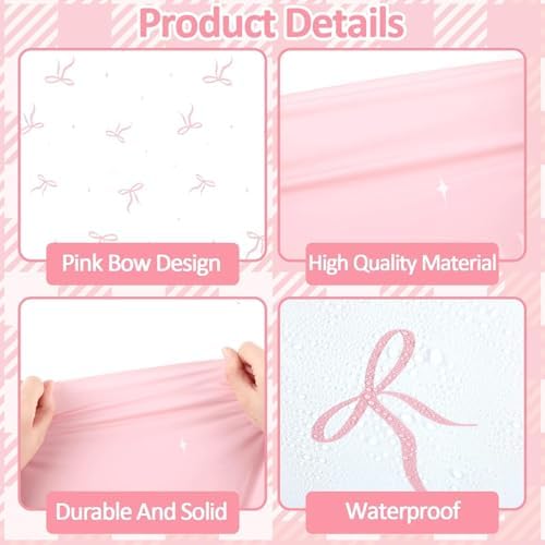 4 Pink Bow Tablecloths for Birthday Party Decorations