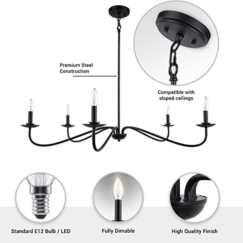 Ellie 5 Light Black Farmhouse Chandelier