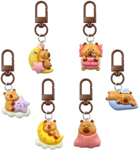 6 Pcs Cute Capybara Keychains Sweet Dreams Theme