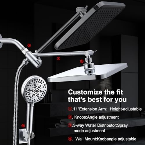 14 Inch Rainfall Shower Head with 11 Modes Handheld Combo