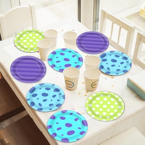 48Pcs Monster Birthday Plates 7 Inch Partyware