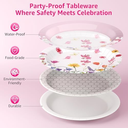 Wildflower Themed Party Supplies Set for 24 Guests