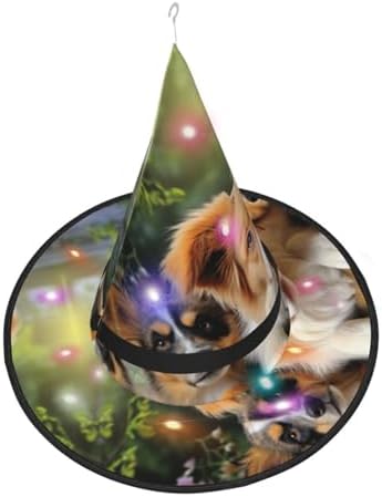 Cute Dog Halloween Witch Hat with LED Light