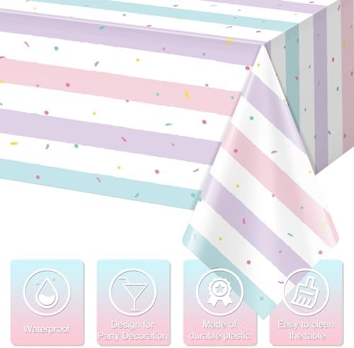 6 Pack Sprinkle Ice Cream Tablecloths for Birthday Parties