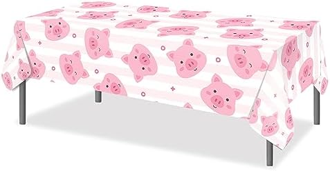 3 Pack Pink Pig Tablecloths for Birthday Party Decorations