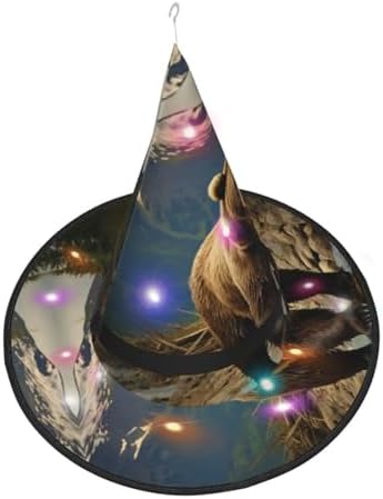 Witch Hats With Led Light Halloween Cone Wizard Hat Brown Bear Costume