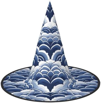 Witch Hats Halloween Cone Wizard Hat Blue White Costume Cosplay