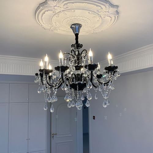 French Elegant Candle Crystal Glass Pendant Light